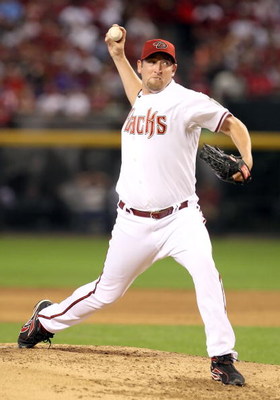 PHOENIX - APRIL 06: Starting pitcher Brandon Webb #17 of the Arizona Diamondbacks pitches against the Colorado Rockies during the MLB openning day game at Chase Field on April 6, 2009 in Phoenix, Arizona. The Diamondbacks defeated the Rockies 9-8. (Pho
