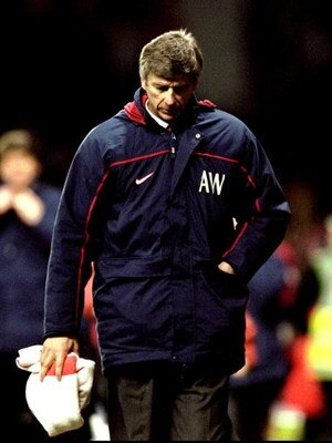 14 Apr 1999:  A disappointed Arsenal manager Arsene Wenger trudges off after defeat in the FA Cup semi-final replay against Manchester United at Villa Park in Birmingham, England. United won 2-1 after extra-time. \ Mandatory Credit: Clive Brunskill /Allsp