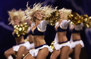 SAN DIEGO, CA -  SEPTEMBER 1: The Charger Girls dancing during the San Diego Chargers versus the San Francisco 49ers during their Pre-Season NFL Game on September 1, 2005 at Qualcomm Stadium in San Diego, California. (Photo by Donald Miralle/Getty Images)