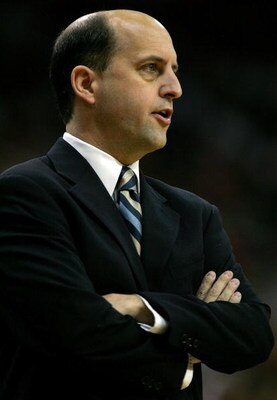 HOUSTON - APRIL 21:  Coach Jeff Van Gundy of the Houston Rockets on the sidelines as his teams plays the Utah Jazz in Game One of the Western Conference Quarterfinals during the 2007 NBA Playoffs at the Toyota Center April 21, 2007 in Houston, Texas. NOTE