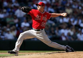 SEATTLE - SEPTEMBER 02:  Starting pitcher Scott Kazmir #22 of the Los Angeles Angels of Anaheim pitches against the Seattle Mariners on September 2, 2009 at Safeco Field in Seattle, Washington. (Photo by Otto Greule Jr/Getty Images)