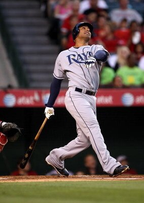 ANAHEIM, CA - AUGUST 11:  Carlos Pena  #23 of the Tampa Bay Raysbats against the Los Angeles Angels of Anaheimon August 11, 2009 at Angel Stadium in Anaheim, California.  (Photo by Stephen Dunn/Getty Images)