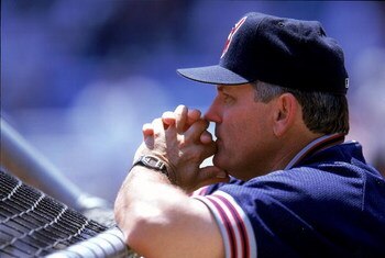 25 Jul 1999:  A close up of Manager Mike Hargrove of the Cleveland Indians as he looks on during the game against the New York Yankees at Yankee Stadium in the Bronx, New York. The Yankees defeated the Indians 21-1. Mandatory Credit: David Leeds  /Allspor