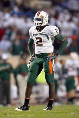 DURHAM, NC - OCTOBER 18:  Graig Cooper #2 of the Miami Hurricanes stands on the field during the game against the Duke Blue Devils at Wallace Wade Stadium on October 18, 2008 in Durham, North Carolina.  (Photo by Kevin C. Cox/Getty Images)