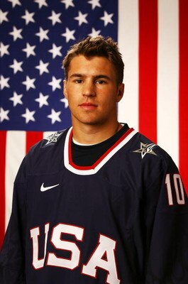 WOODRIDGE, IL - AUGUST 17:  Zach Parise poses for a portrait during the USA Olympic Men's Ice Hockey Orientation Camp on August 17, 2009 at Seven Bridges Ice Arena in Woodridge, Illinois.  (Photo by Jamie Squire/Getty Images)