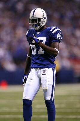 INDIANAPOLIS - NOVEMBER 02:  Reggie Wayne #87 of the Indianapolis Colts looks on against the New England Patriots at Lucas Oil Stadium on November 2, 2008 in Indianapolis, Indiana.  (Photo by Andy Lyons/Getty Images)