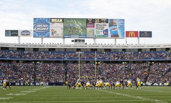 ORCHARD PARK, NY - NOVEMBER 5:  A general view of Ralph Wilson Stadium scoreboard taken during the game between the Buffalo Bills and the Green Bay Packers on November 5, 2006 at Ralph Wilson Stadium in Orchard Park, New York. Buffalo won 24-10. (Photo by