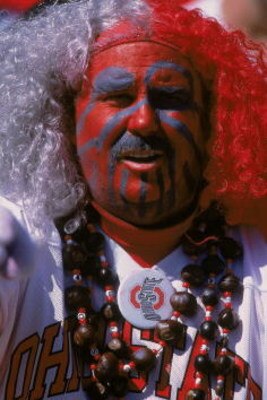 22 Sep 2001:  A close up of a fan of the Ohio State Buckeyes as he watches during the game against the Califonia Los Angeles (UCLA) Bruins at the Rose Bowl in Pasadena, California. The Bruins defeated the Buckeyes 13-6.Mandatory Credit: Donald Miralle  /A
