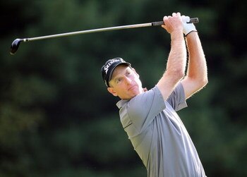 NORTON, MA - SEPTEMBER 5:  Jim Furyk hits a tee shot during the second round of the Deutsche Bank Championship held at TPC Boston on September 5, 2009 in Norton, Massachusetts. (Photo by Jim Rogash/Getty Images)