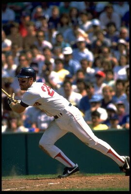 BOSTON RED SOX THIRD BASEMAN WADE BOGGS MAKES CONTACT WITH A PITCH DURING THE RED SOX GAME AT FENWAY PARK IN BOSTON, MASSACHUSETTS. MANDATORY CREDIT: RICK STEWART/ALLSPOR