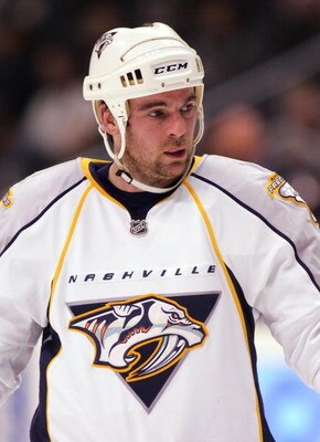 LOS ANGELES, CA - MARCH 16:  Steve Sullivan #26 of the Nashville Predators looks on during a break in NHL game action against the Los Angeles Kings at Staples Center on March 16, 2009 in Los Angeles, California. The Predators defeated the Kings 4-3.  (Pho