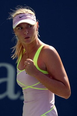 NEW YORK - SEPTEMBER 05:  Maria Sharapova of Russia reacts to a point against Melanie Oudin of the United States during her match against during day six of the 2009 U.S. Open at the USTA Billie Jean King National Tennis Center on September 5, 2009 in the 