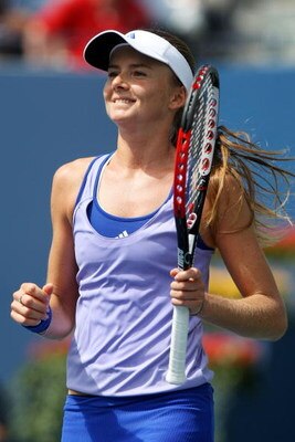 NEW YORK - SEPTEMBER 04:  Daniela Hantuchova of Russia celebrates after defeating Vania King during day five of the 2009 U.S. Open at the USTA Billie Jean King National Tennis Center on September 4, 2009 in the Flushing neighborhood of the Queens borough 
