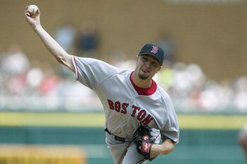 DETROIT - JULY 13:  Pitcher Brandon Lyon #38 of the Boston Red Sox delivers a pitch during the American League game against the Detroit Tigers at Comerica Park on July 13, 2003 in Detroit, Michigan. The Tigers defeated the Red Sox 3-0.  (Photo by Tom Pidg