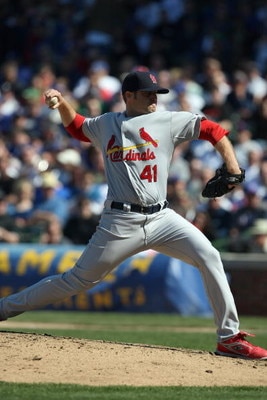 CHICAGO - APRIL 17:  Mitchell Boggs #41 of the St. Louis Cardinals pitches against the Chicago Cubs on April 17, 2009 at Wrigley Field in Chicago, Illinois. (Photo by Jonathan Daniel/Getty Images) 