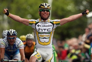 KILLARNEY, IRELAND - AUGUST 22:  Mark Cavendish of Great Britain and Columbia HTC celebrates winning Stage Two of the 2009 Tour of Ireland from Clonmel to Killarney on August 22, 2009 in Killarney, Ireland.  (Photo by Bryn Lennon/Getty Images)