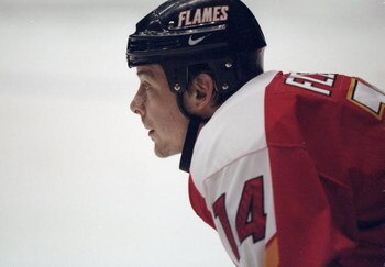 13 Apr 1998:  Right wing Theoren Fleury of the Calgary Flames in action during a game against the Los Angeles Kings at the Great Western Forum in Inglewood, California.The Kings defeated the Flames 4-2. Mandatory Credit: Kellie Landis  /Allsport