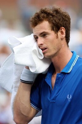 NEW YORK - SEPTEMBER 08:  Andy Murray of Great Britain wipes his face during his match against Marin Cilic of Croatia during day nine of the 2009 U.S. Open at the USTA Billie Jean King National Tennis Center on September 8, 2009 in the Flushing neighborho