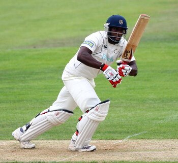 SOUTHAMPTON, ENGLAND - AUGUST 06:  Michael Carberry of Hampshire hits out during The Division One LV County Championship match between Hampshire and Lancashire at The Rosebowl on August 6, 2009 in Southampton, England.  (Photo by Julian Herbert/Getty Imag