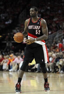 HOUSTON - APRIL 24:  Center Greg Oden #52 of the Portland Trail Blazers during play against the Houston Rockets in Game Three of the Western Conference Quarterfinals during the 2009 NBA Playoffs at Toyota Center on April 24, 2009 in Houston, Texas. NOTE T