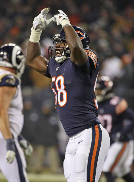 Chicago, Illinois, USA. 09th Dec, 2018. - Bears #52 Khalil Mack in action  during the NFL Game between the Los Angeles Rams and Chicago Bears at  Soldier Field in Chicago, IL. Photographer: