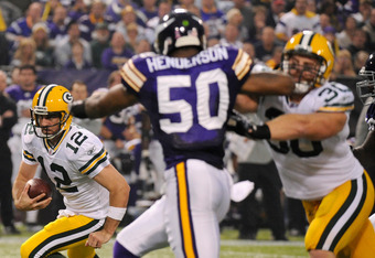 Erin Henderson of the Minnesota Vikings leaves the field after an