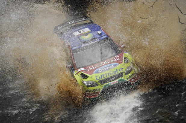 LIMASSOL, CYPRUS - MARCH 15: Khalid Al Qassimi of United Arabian Emirates and Michael Orr of Great Britain in action in the BP Abu Dhabi Ford Focus during Leg 3 of the WRC FxPro Rally of Cyprus 2009 on March 15, 2009 in Limassol, Cyprus. (Photo by Massi