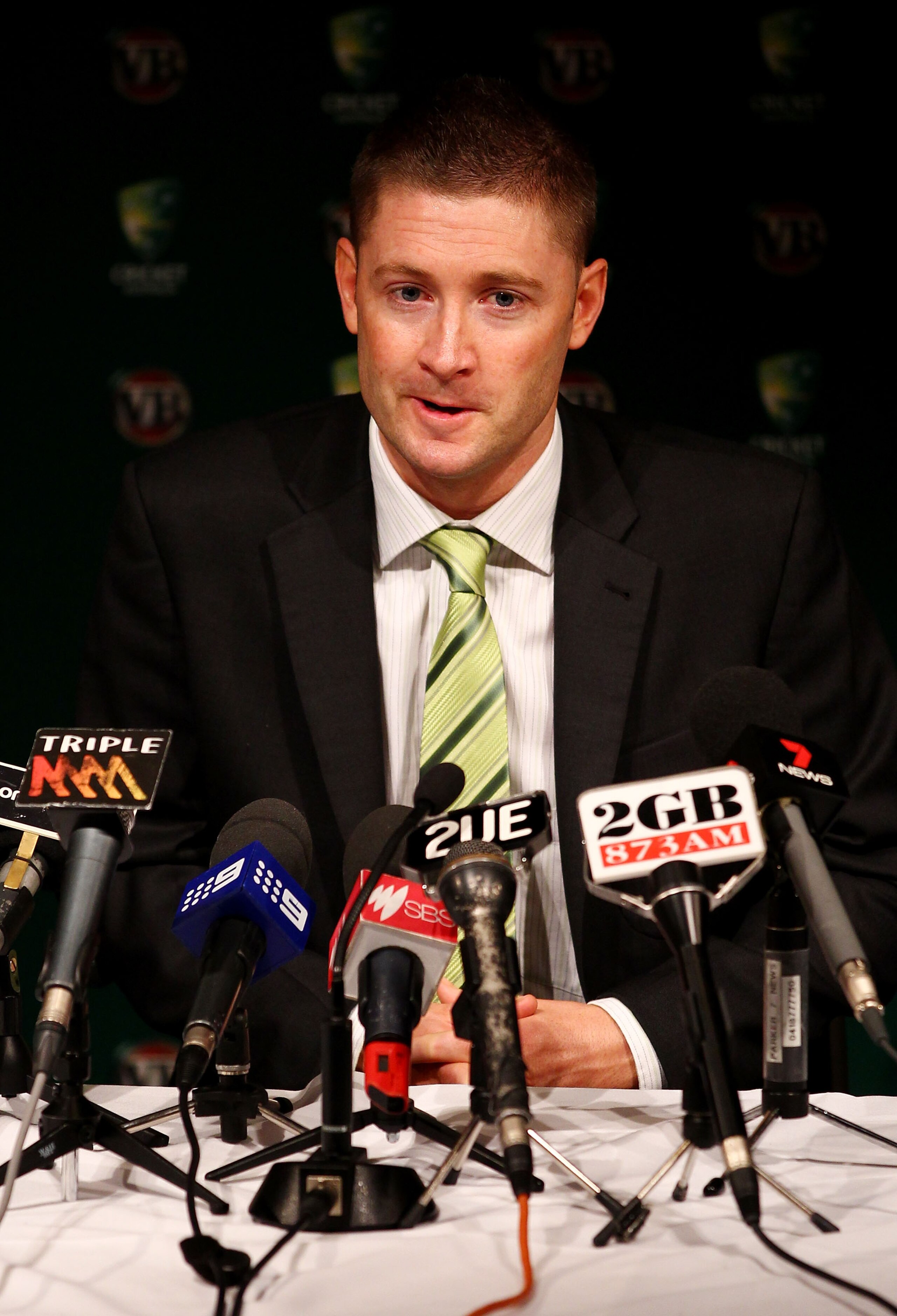 SYDNEY, AUSTRALIA - APRIL 04: Australian cricket captain Michael Clarke speaks to the media during a press conference at Sydney International Airport on April 4, 2011 in Sydney, Australia. (Photo by Mark Nolan/Getty Images) SYDNEY, AUSTRALIA - APRIL 04: Australian cricket captain Michael Clarke speaks to the media during a press conference at Sydney International Airport on April 4, 2011 in Sydney, Australia. (Photo by Mark Nolan/Getty Images)