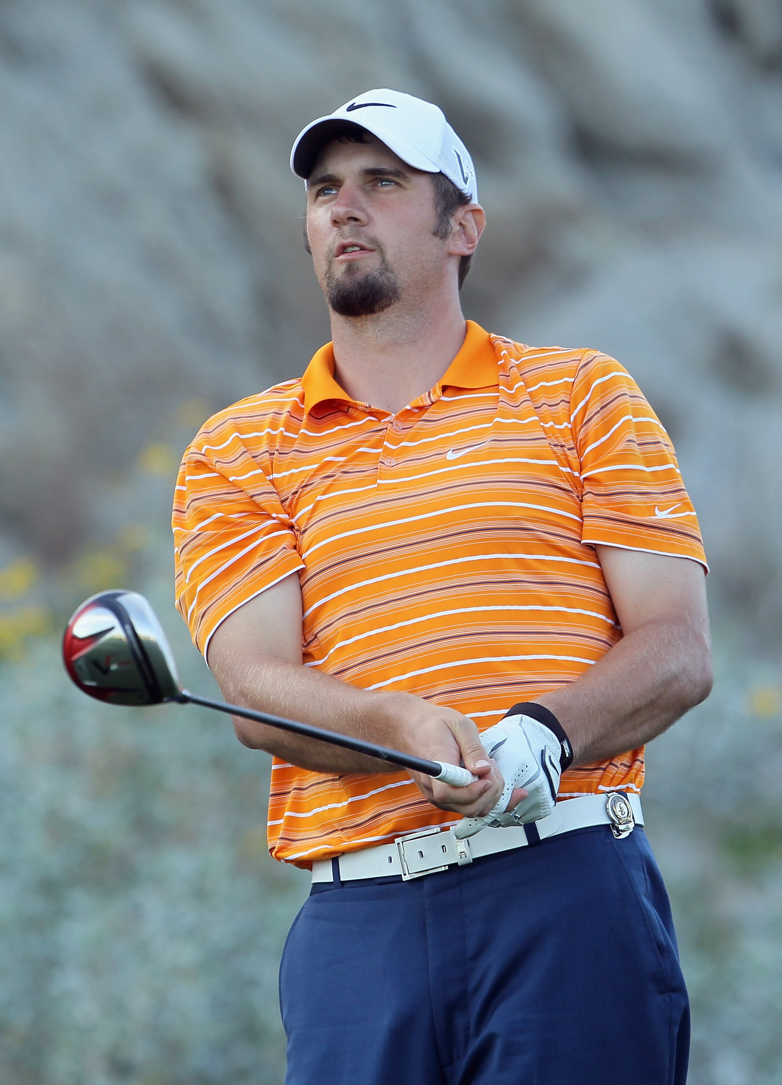 LA QUINTA, CA - JANUARY 19:  Arizona Cardinals quarterback Derek Anderson watches his tee shot on the 18th hole during the first round of the Bob Hope Classic at the Silver Rock Resort on January 19, 2011 in La Quinta, California.  (Photo by Jeff Gross/Ge