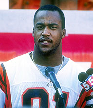 Wide receiver Eddie Brown of the Cincinnati Bengals looks on from