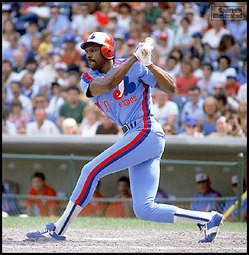 MLB Expos 10 Andre Dawson White Blue Strip Mitchell and Ness