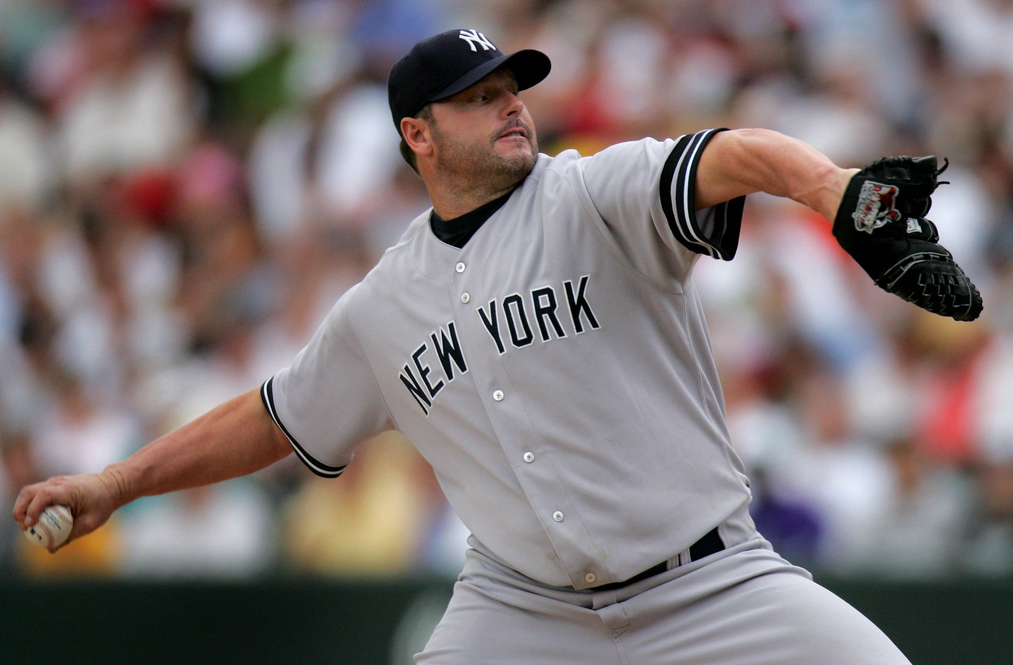 Roger Clemens throws batting practice to the Astros, is not in the