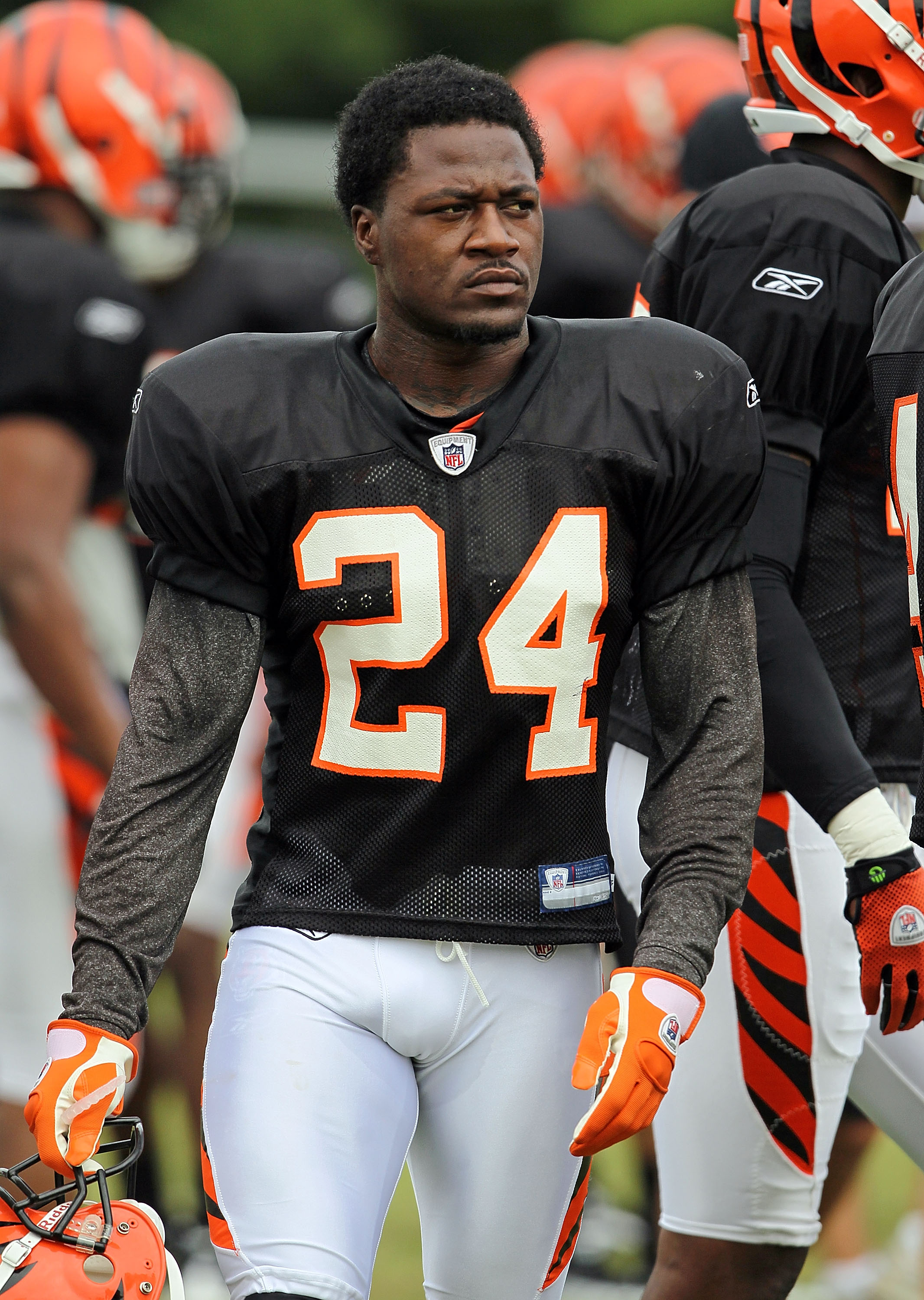 08 AUG 2010: Adam Jones of the Bengals trots onto the field before the Pro  Football Hall of Fame Game with the Cincinnati Bengals vs the Cowboys at  Fawcett Stadium in Canton