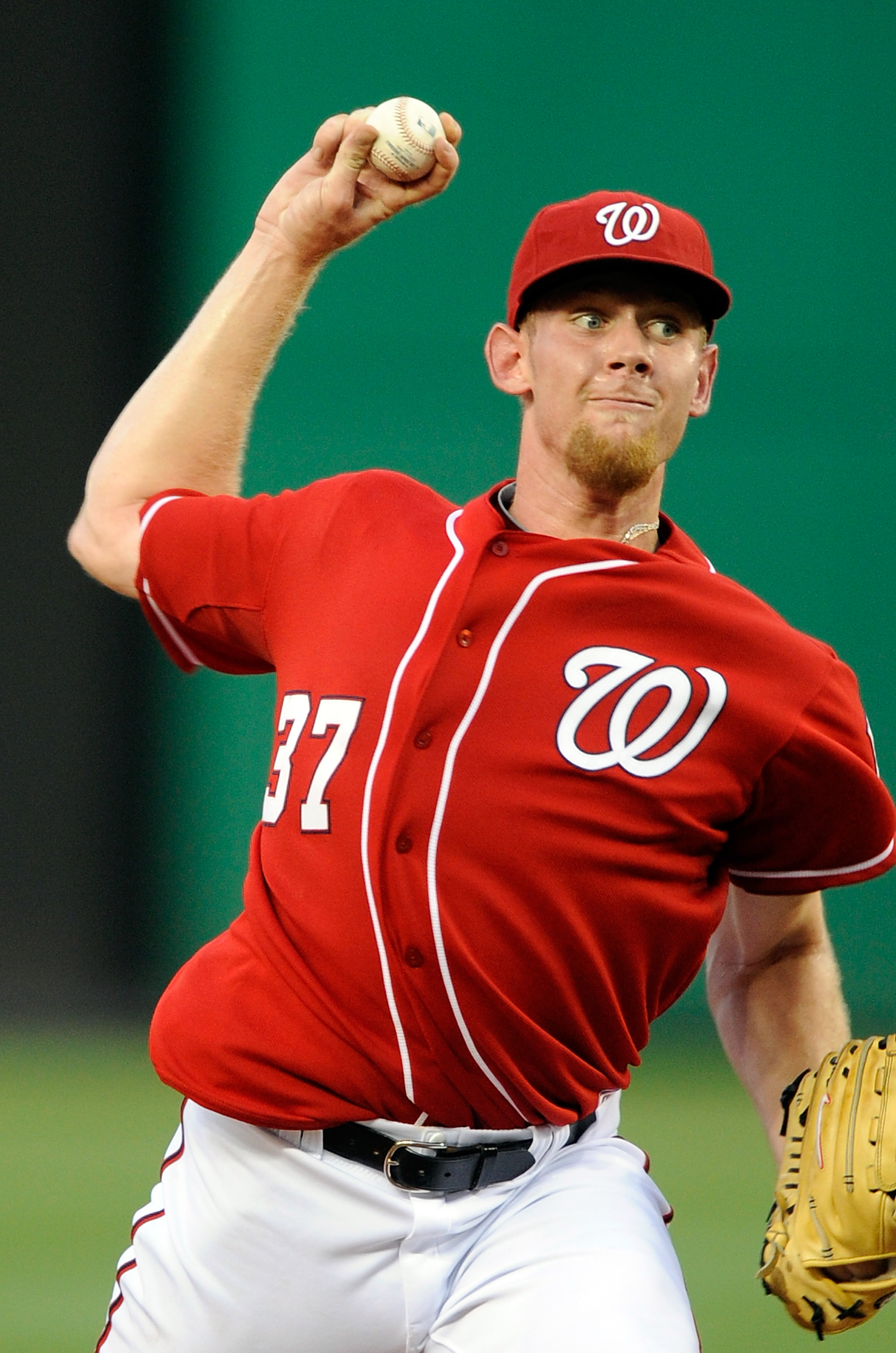 WASHINGTON - JULY 09:  Stephen Strasburg #37 of the Washington Nationals pitches against the San Francisco Giants at Nationals Park on July 9, 2010 in Washington, DC.  (Photo by Greg Fiume/Getty Images)