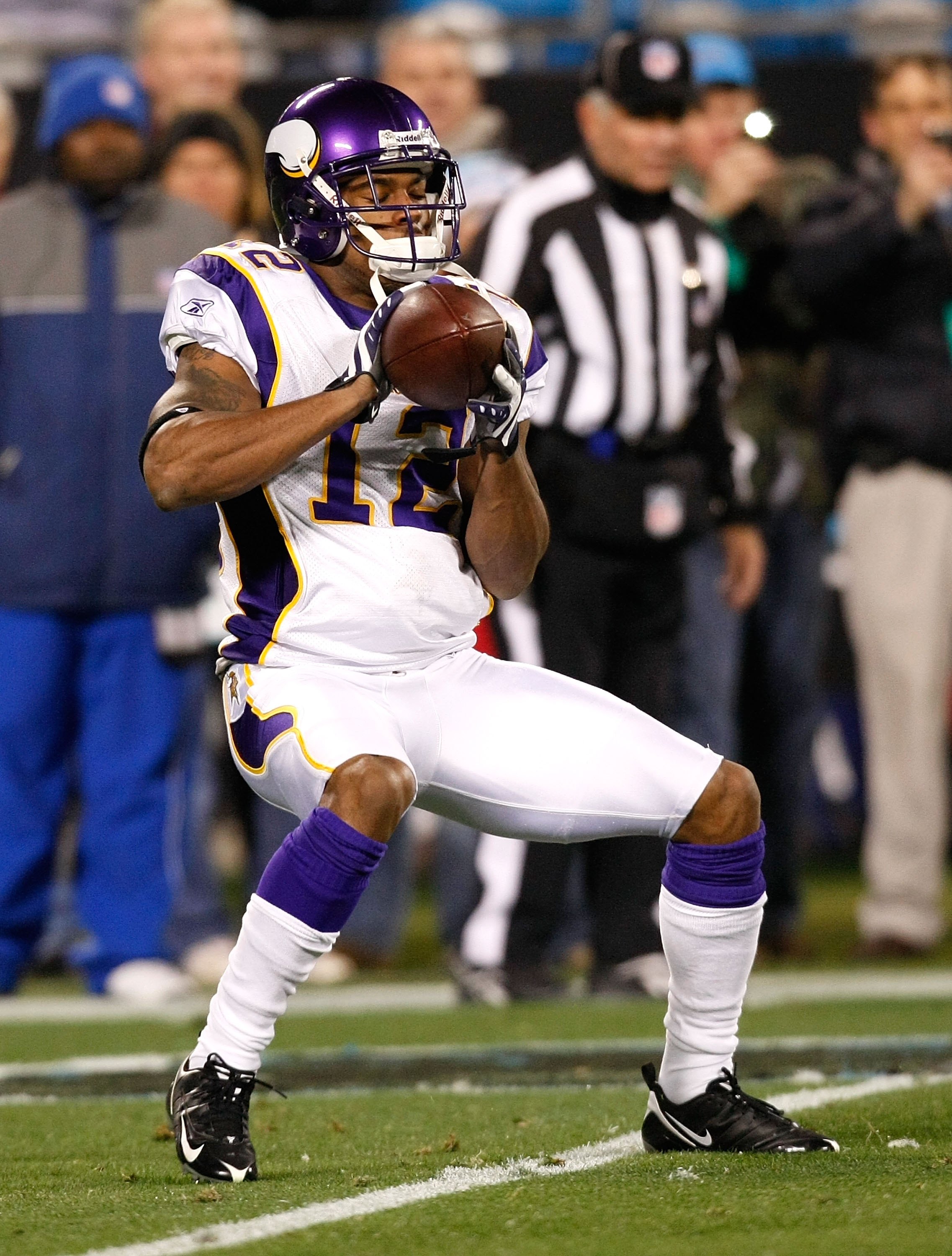 Minnesota Vikings first round draft pick wide receiver Percy Harvin during  NFL football training camp Sunday, Aug. 2, 2009 in Mankato, Minn., after it  was announced he had signed a contract. (AP