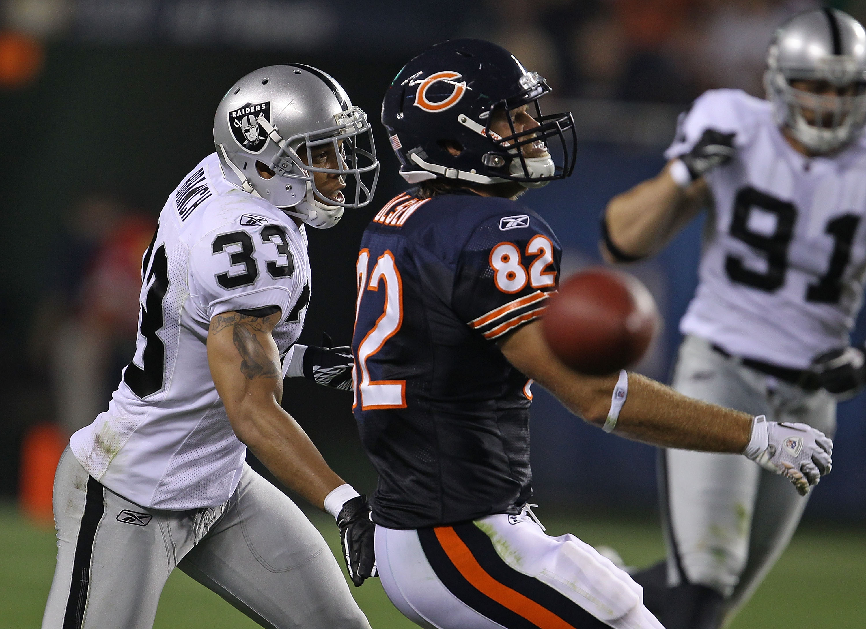 Nnamdi Asomugha participates in Raiders practice in Napa August 4