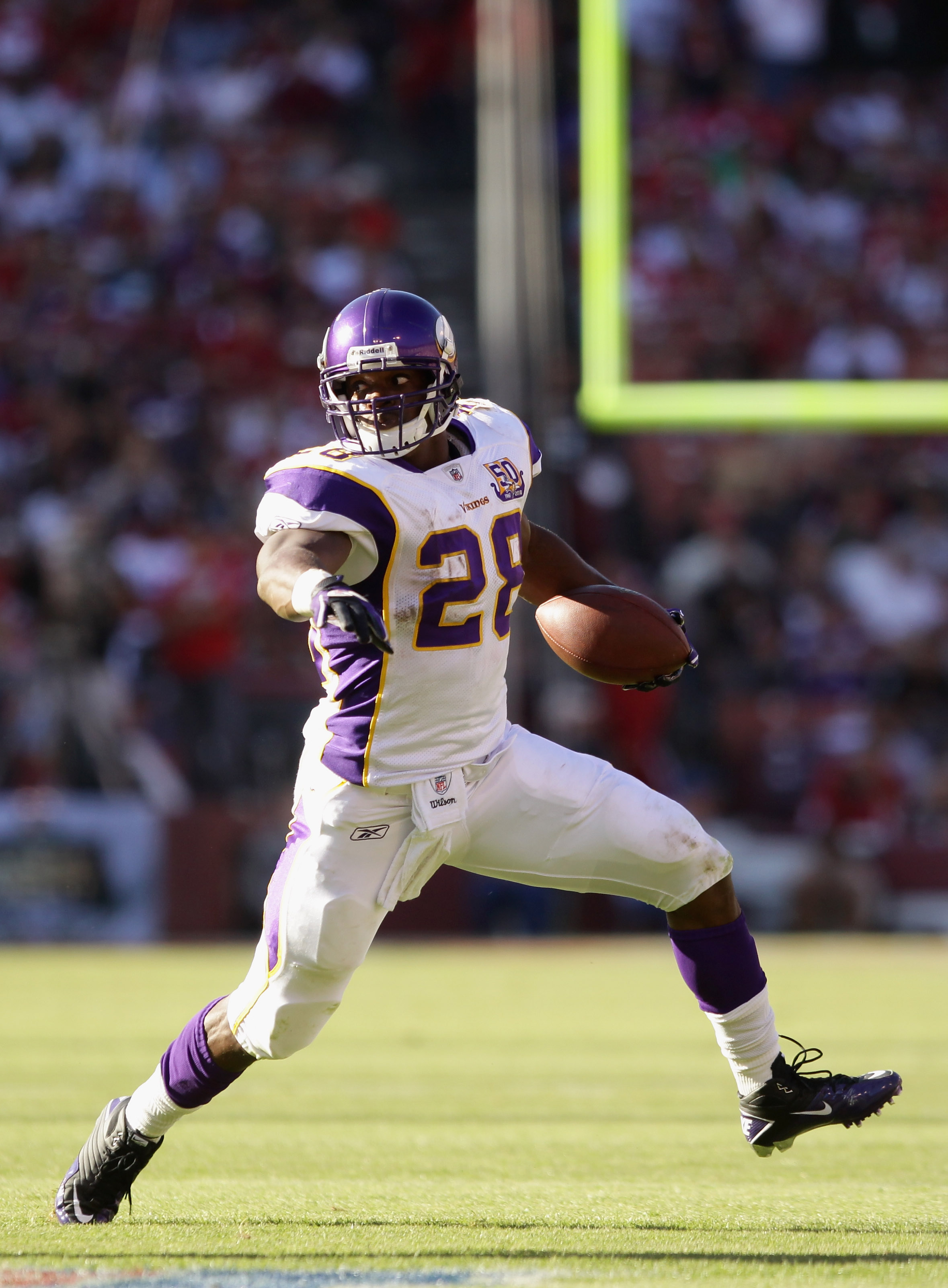 Brett Favre (#4) of the Minnesota Vikings and Adrian Peterson (#28) of the Minnesota  Vikings together. The Minnesota Vikings defeated the Houston Texans 17-10  at Reliant Stadium in Houston, TX. (Credit Image: ©