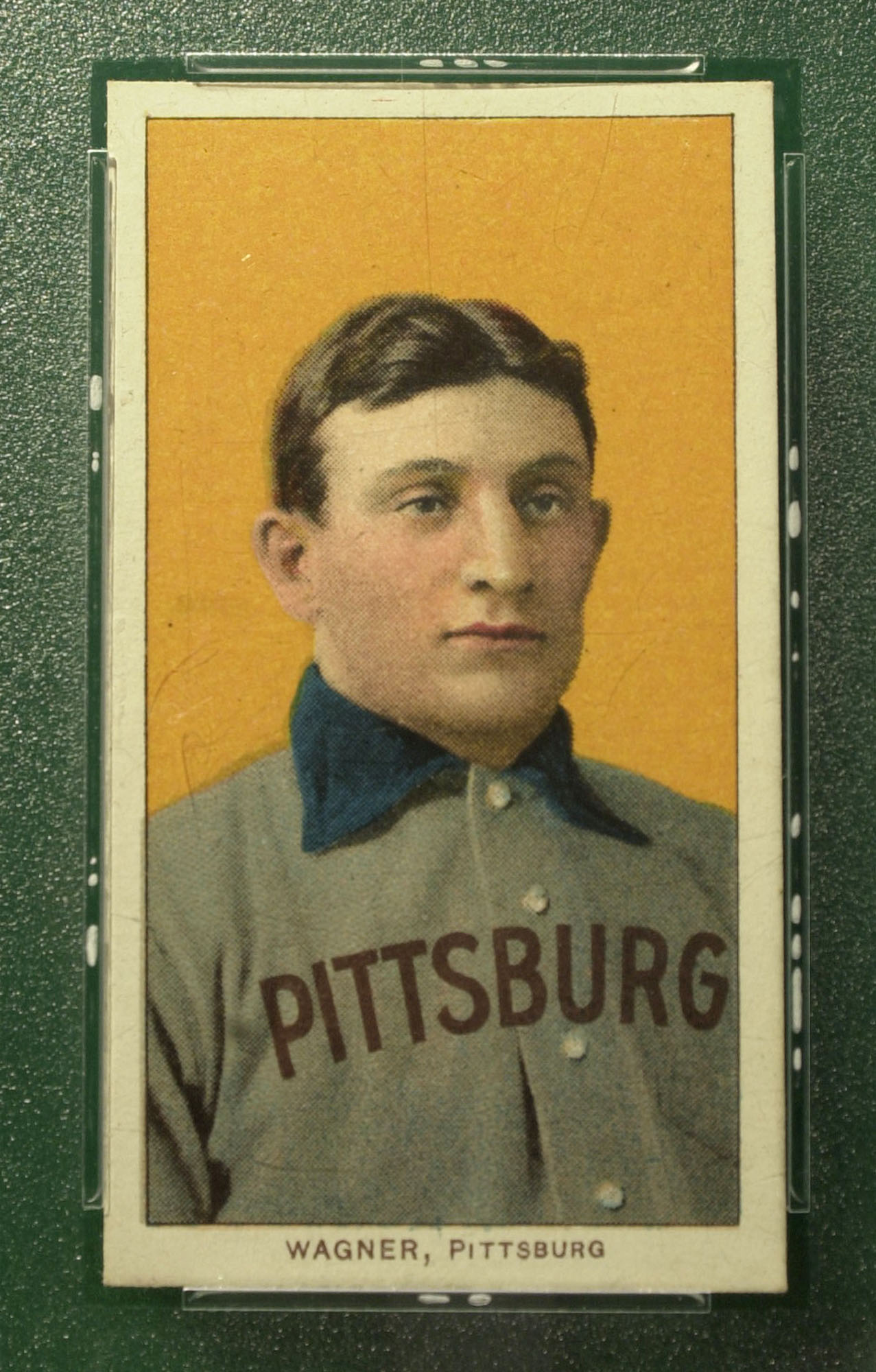 370565 02: The famous T206 Honus Wagner baseball card, is shown June 6, 2000 in New York City. The legendary baseball card will be auctioned on eBay beginning on July 5, 2000. (Photo by Chris Hondros/Newsmakers)