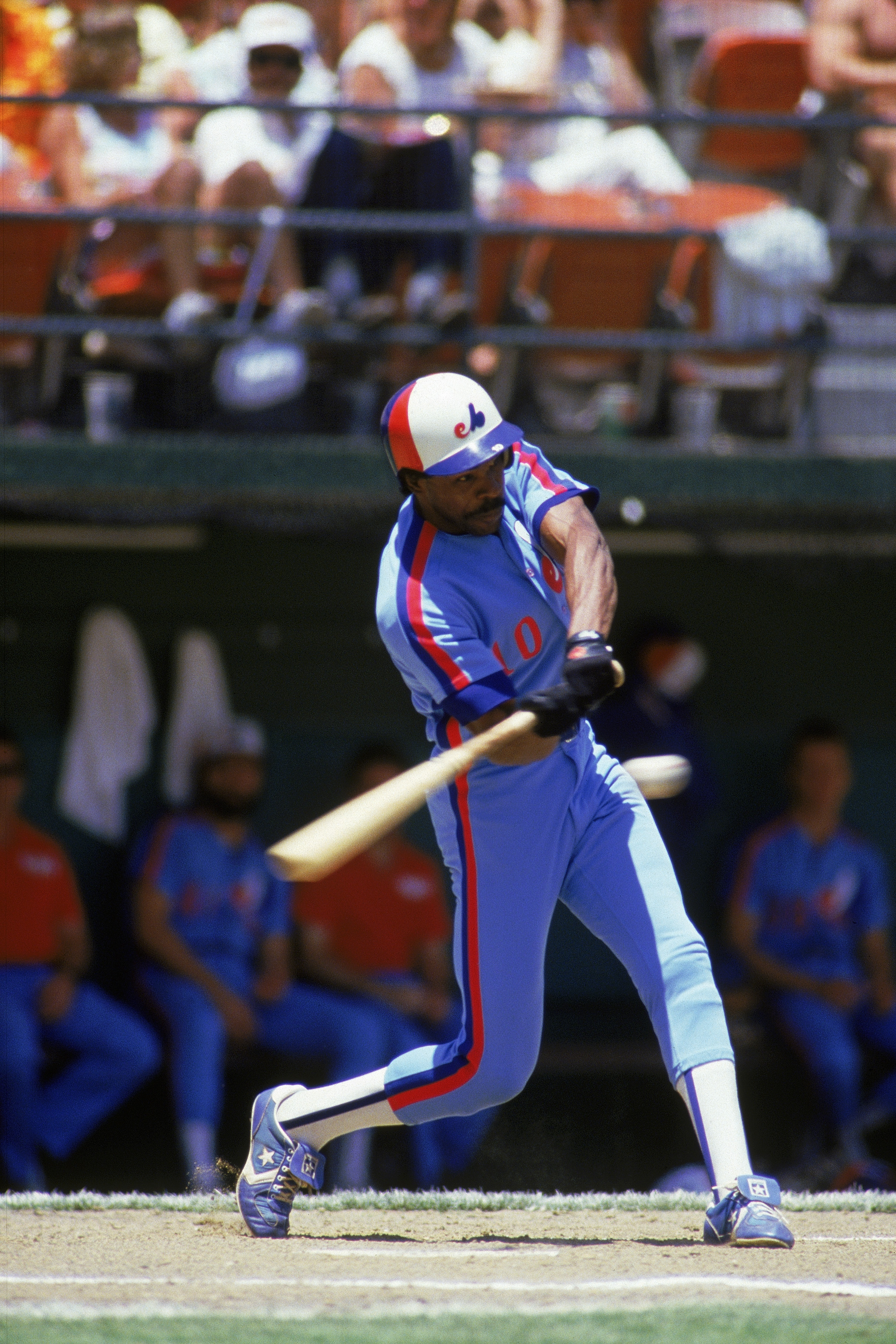 SAN DIEGO - 1986:  Andre Dawson #10 of the Montreal Expos looks to connect with the pitch during a 1986 season game against the San Diego Padres at Jack Murphy Stadium in San Diego, California. (Photo by Rick Stewart/Getty Images)