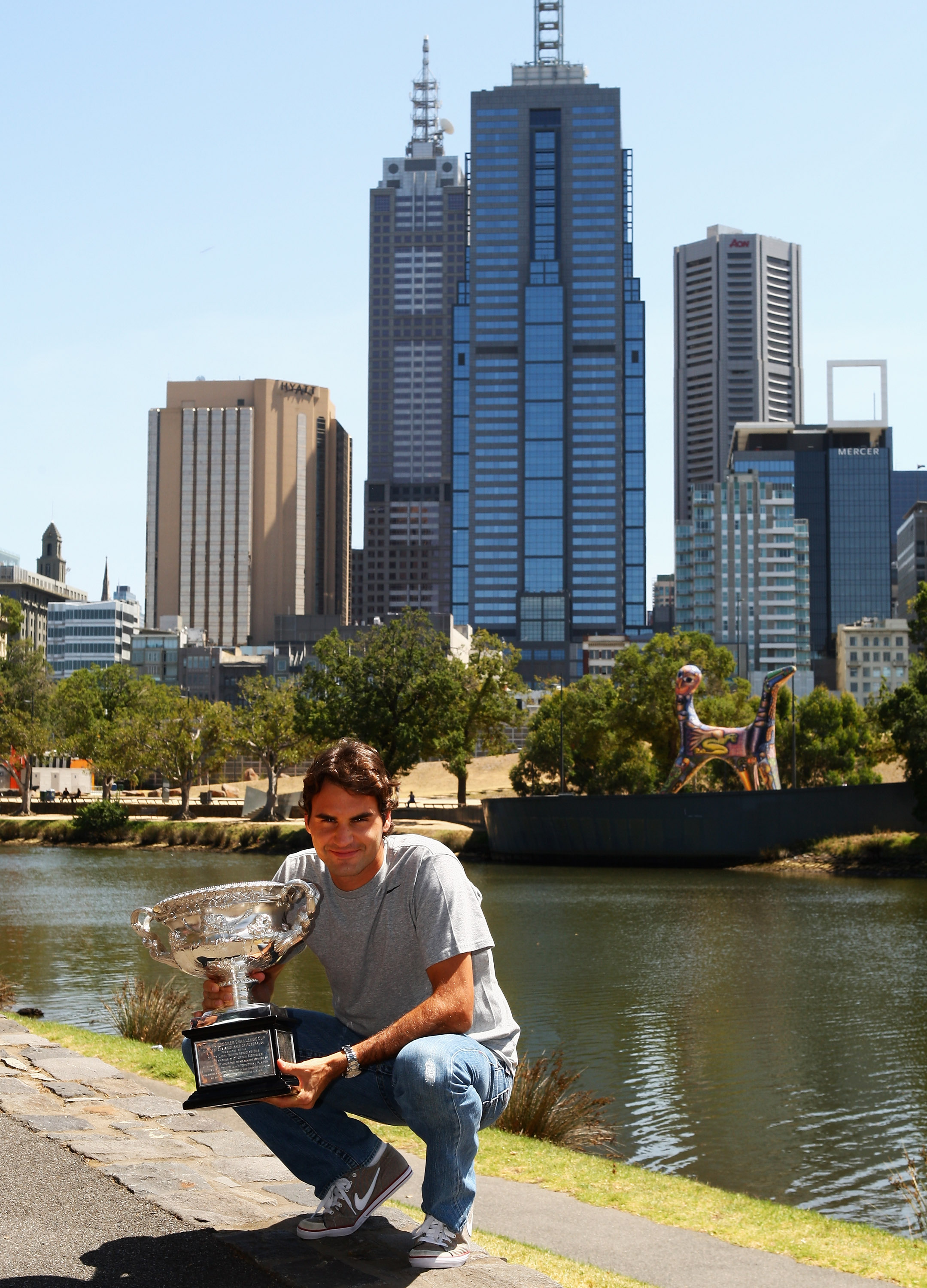 The 2010 Australian Open trophy is lonely in Fed's case.