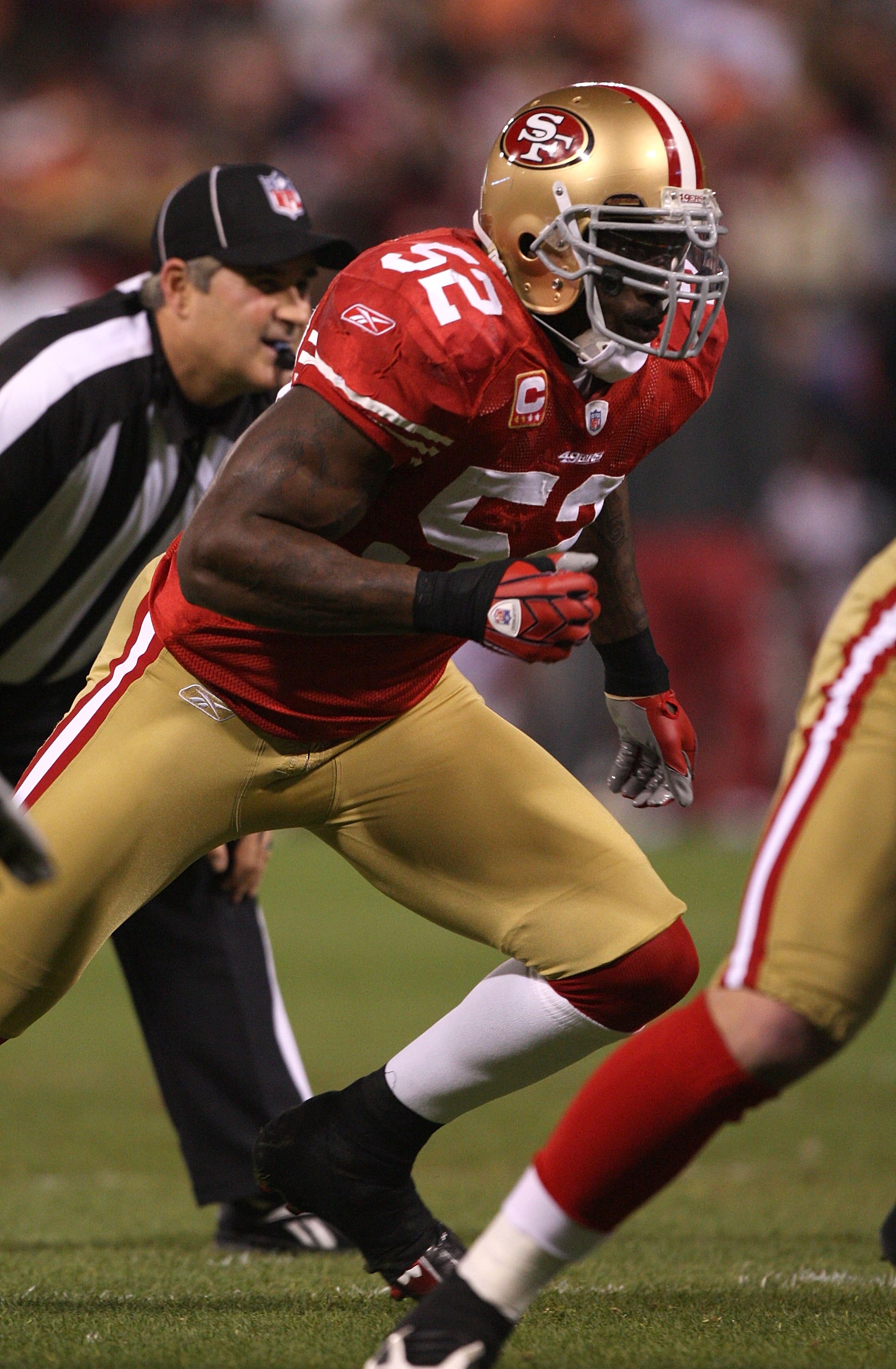 20 September 2010: San Francisco 49ers linebacker Patrick Willis #52 during  the NFL regular season game between the New Orleans Saints and the San  Francisco 49ers at Candlestick Park in San Francisco