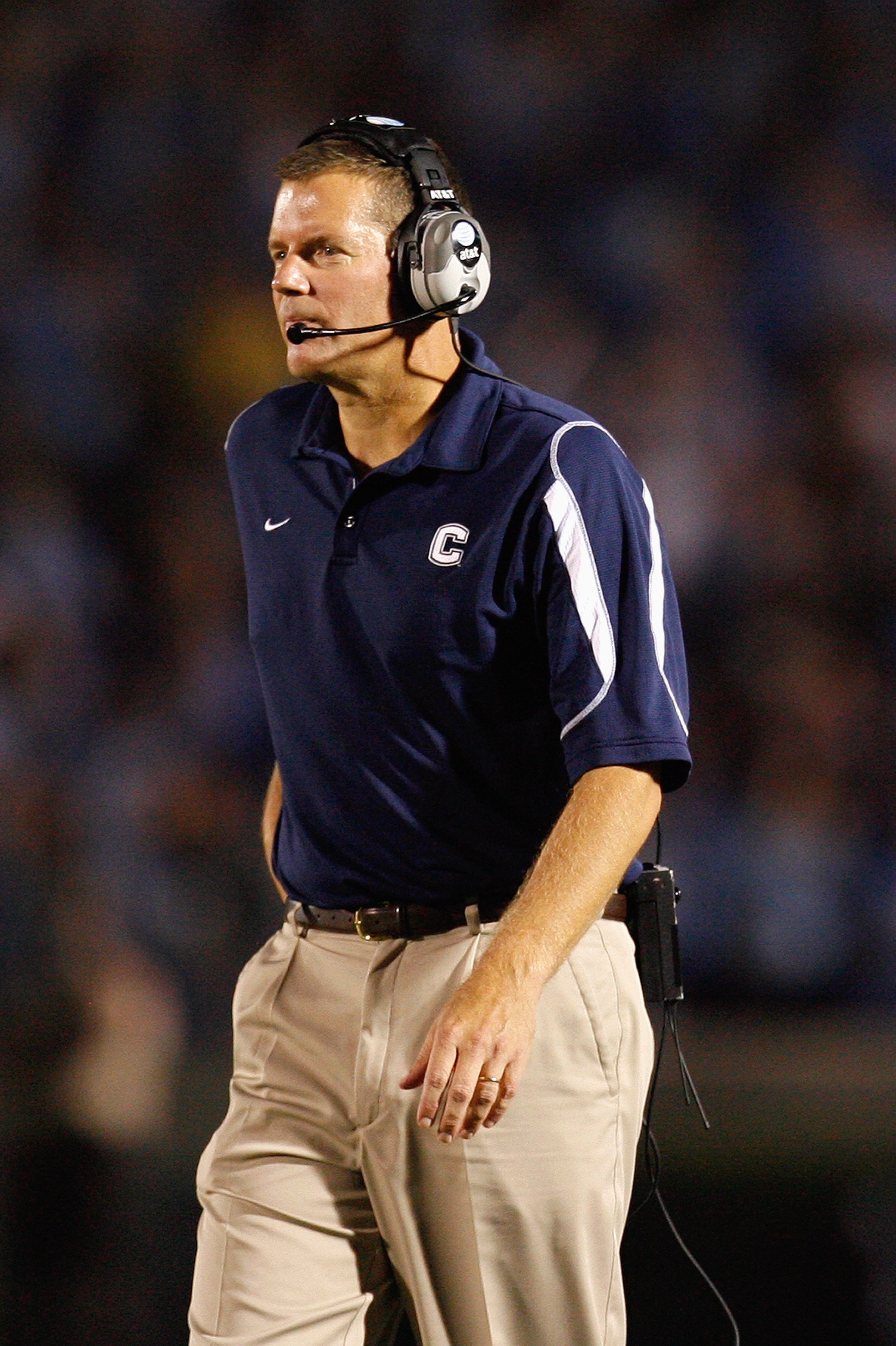 CHAPEL HILL, NC - OCTOBER 4:  Head coach Randy Edsall of the Connecticut Huskies looks on during the game against the North Carolina Tar Heels at Kenan Stadium on October 4, 2008 in Chapel Hill, North Carolina.  (Photo by Kevin C. Cox/Getty Images)