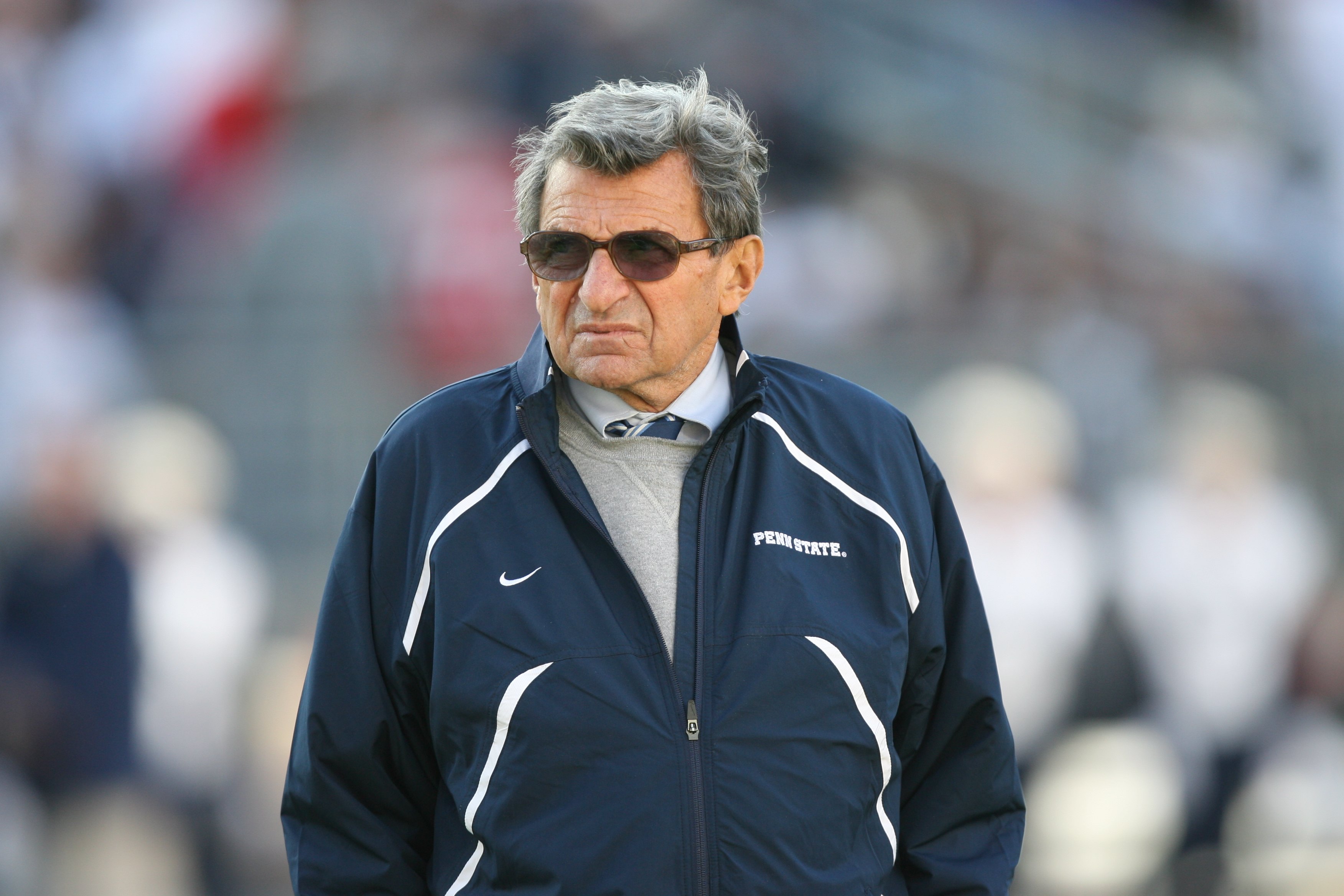 STATE COLLEGE, PA - NOVEMBER 7: Head coach Joe Paterno of the Penn State Nittany Lions watches warm-ups before a game against the Ohio State Buckeyes on November 7, 2009 at Beaver Stadium in State College, Pennsylvania. Ohio State won 24-7. (Photo by Hunt