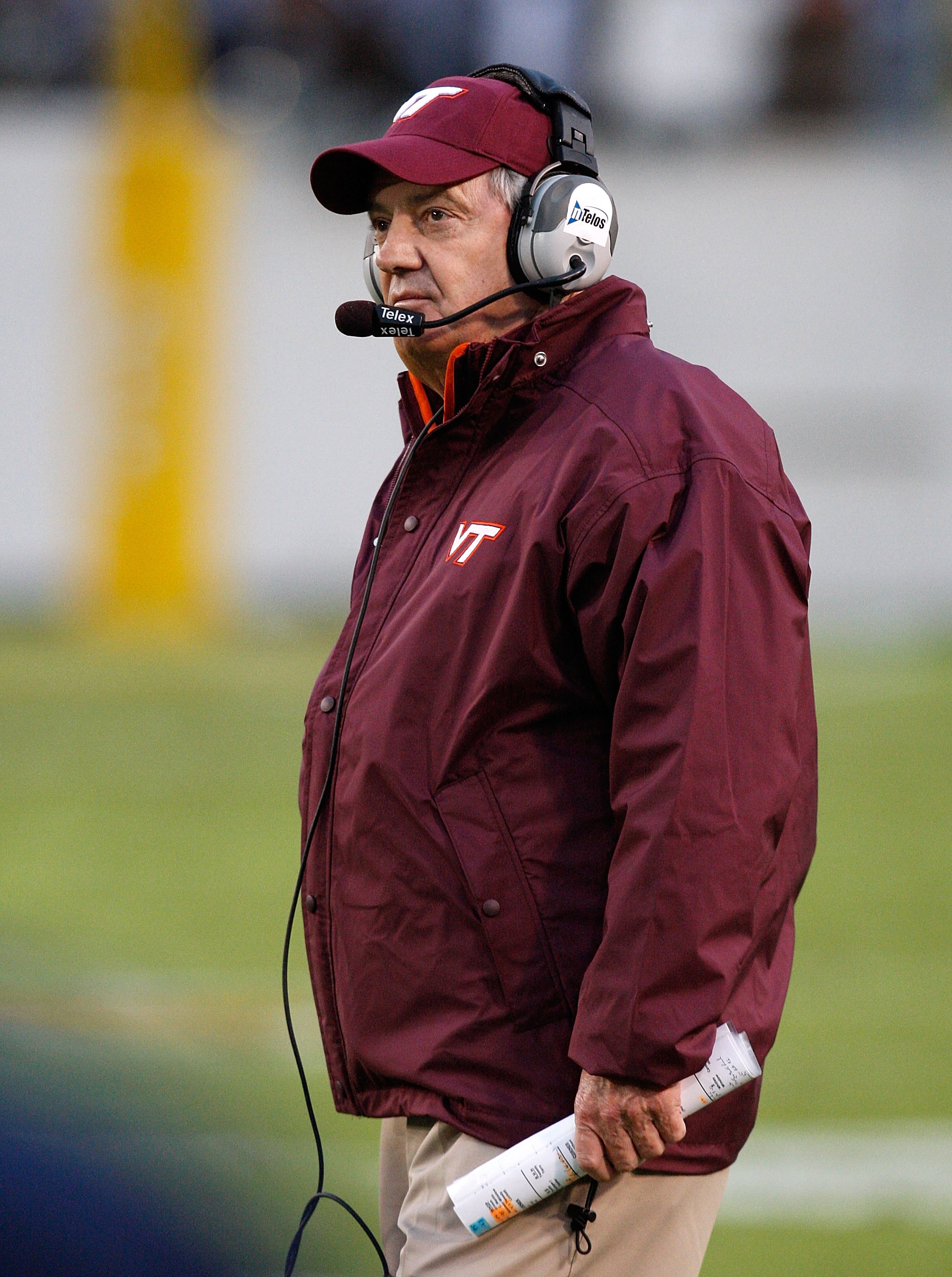 ATLANTA - OCTOBER 17:  Head coach Frank Beamer of the Virginia Tech Hokies looks on from the sidelines against the Georgia Tech Yellow Jackets at Bobby Dodd Stadium on October 17, 2009 in Atlanta, Georgia.  (Photo by Kevin C. Cox/Getty Images)