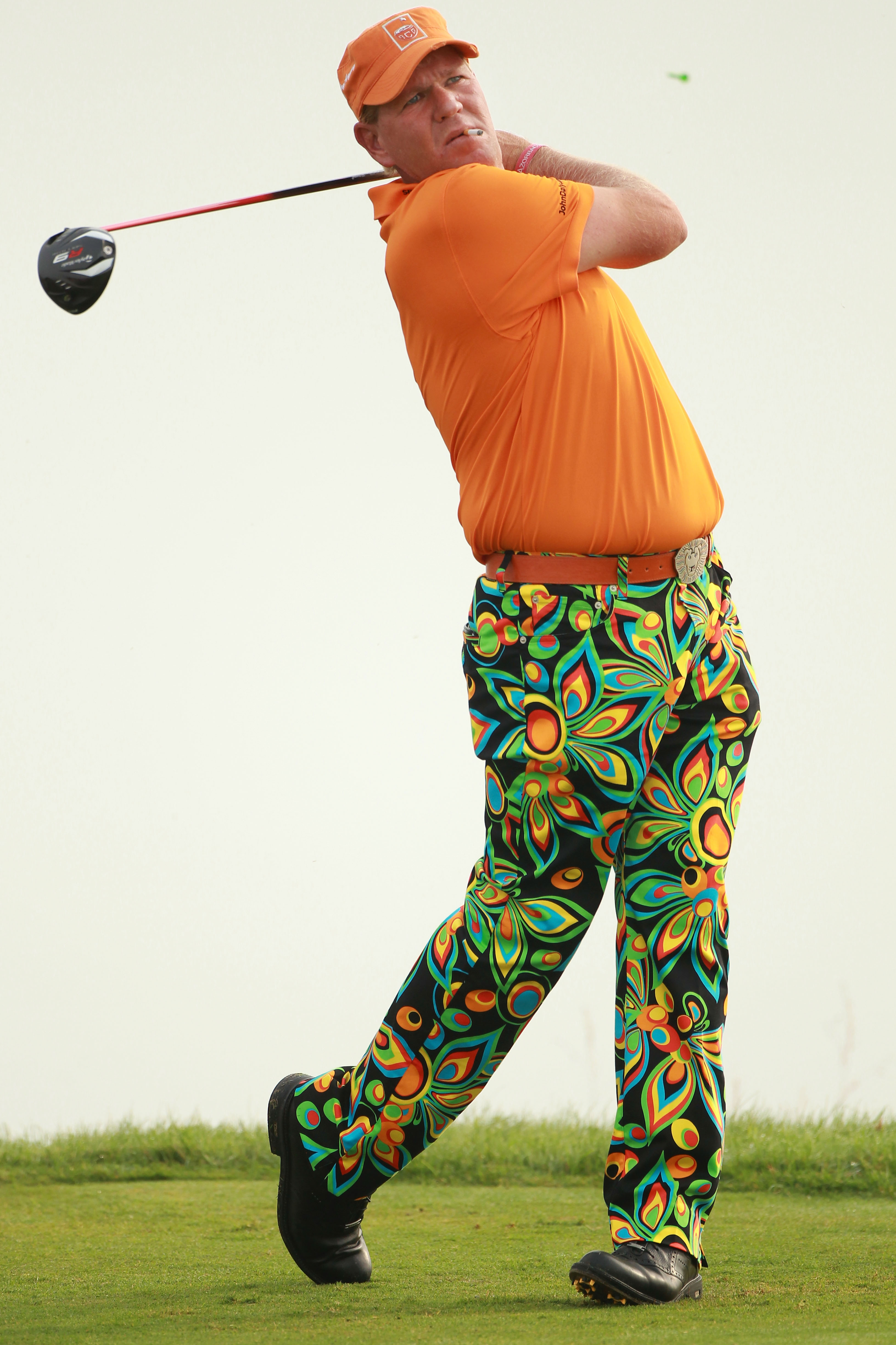 KOHLER, WI - AUGUST 10:  John Daly hits a tee shot during a practice round prior to the start of the 92nd PGA Championship on the Straits Course at Whistling Straits on August 10, 2010 in Kohler, Wisconsin.  (Photo by Andrew Redington/Getty Images)