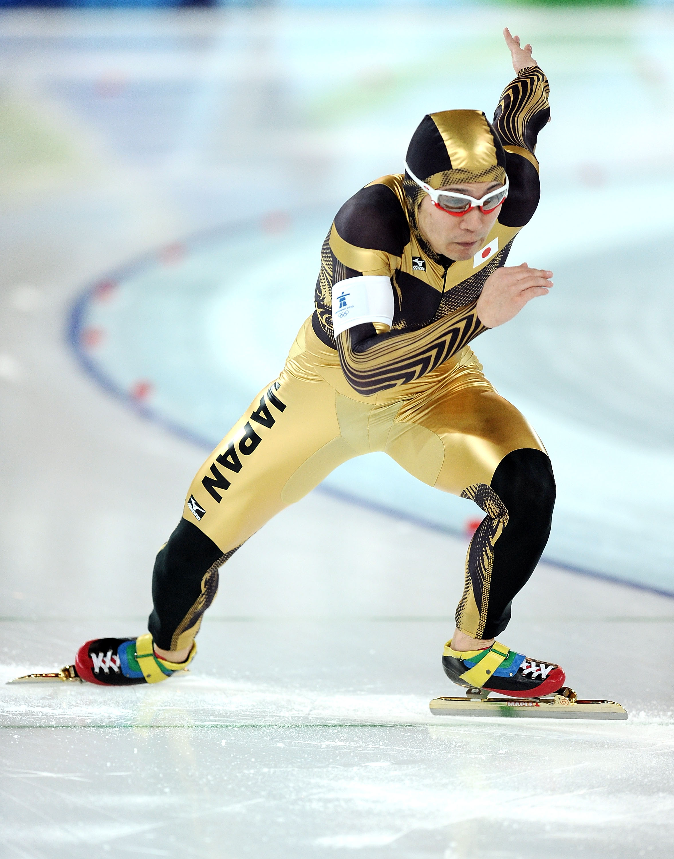 VANCOUVER, BC - FEBRUARY 15:  Joji Kato of Japan competes in the men's 500 m speed skating held at the Richmond Olympic Oval on day 4 of the Vancouver 2010 Winter Olympics at Richmond Olympic Oval on February 15, 2010 in Vancouver, Canada.  (Photo by Jasp