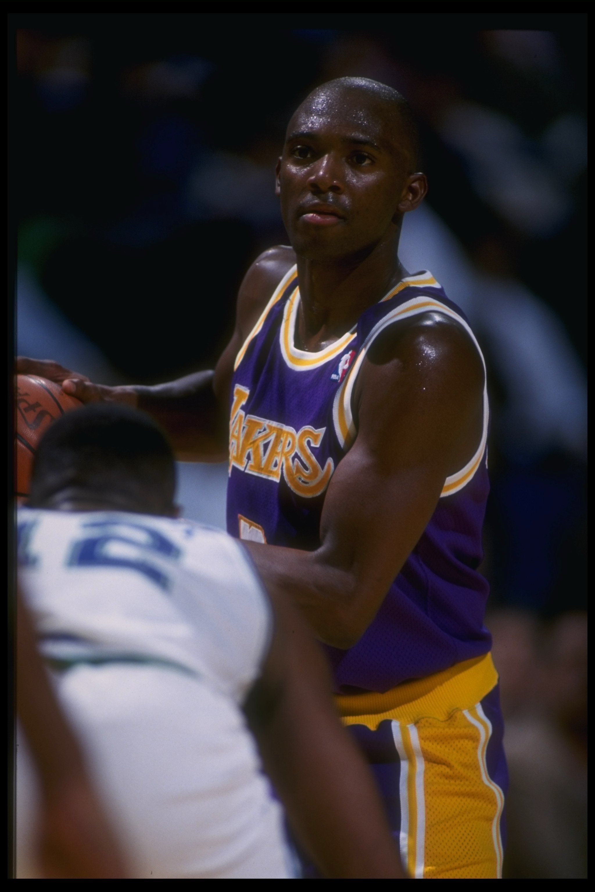 17 Dec 1992:  Guard Sedale Threatt of the Los Angeles Lakers looks on during a game. Mandatory Credit: Layne Murdoch  /Allsport Mandatory Credit: Layne Murdoch  /Allsport