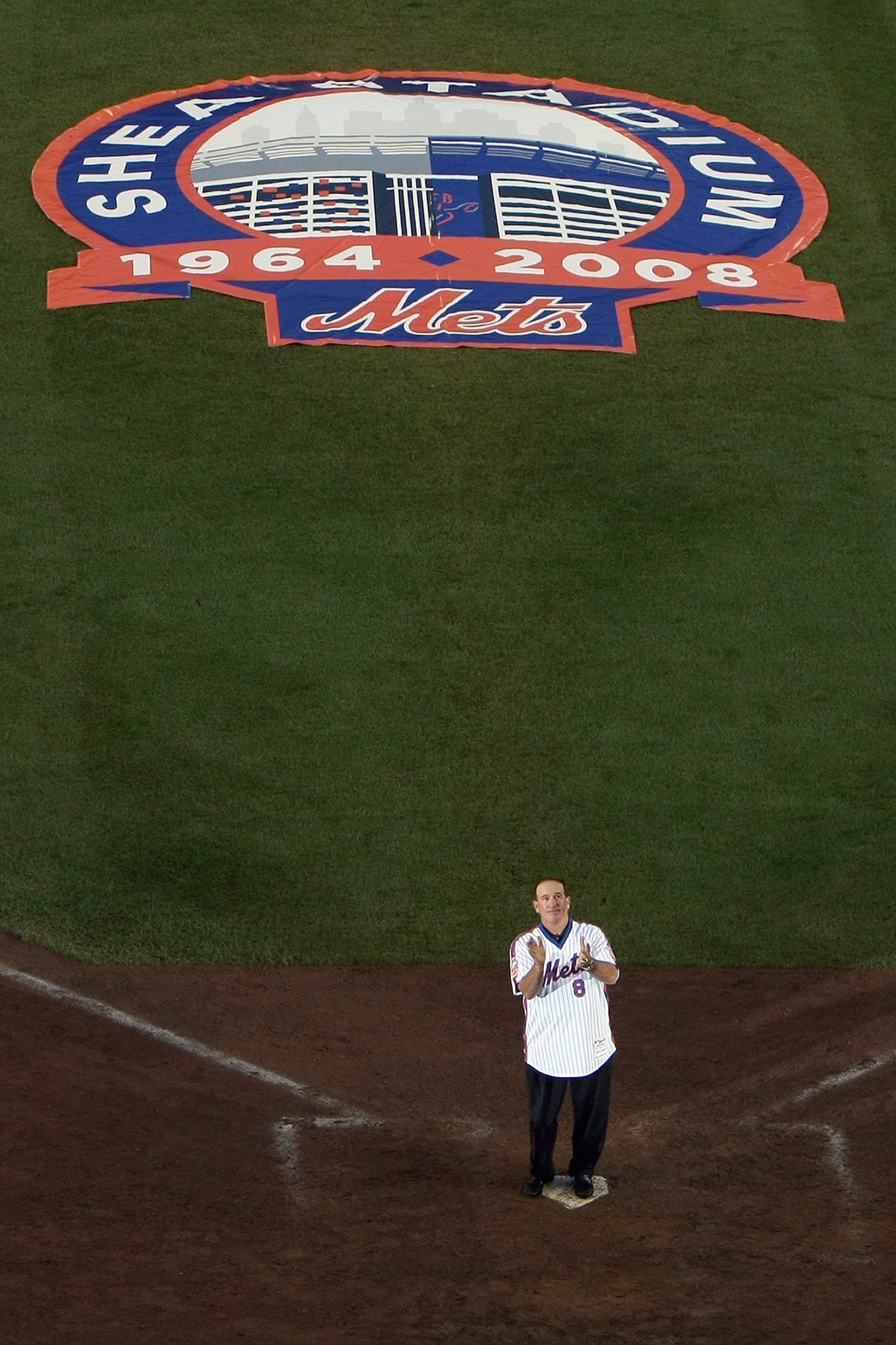 FLUSHING, NY - SEPTEMBER 28:  Former New York Mets player Gary Carter stands at home plate during post game ceremonies after playing the Florida Marlins in the last regular season baseball game ever played in Shea Stadium on September 28, 2008 in the Flus