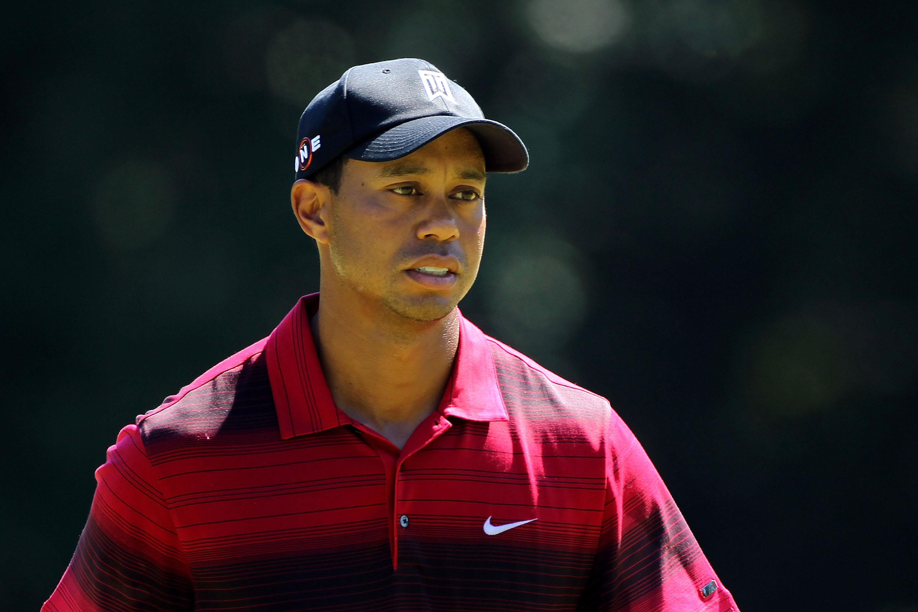 PARAMUS, NJ - AUGUST 29:  Tiger Woods looks on from the fourth green during the final round of The Barclays at the Ridgewood Country Club on August 29, 2010 in Paramus, New Jersey.  (Photo by Hunter Martin/Getty Images)