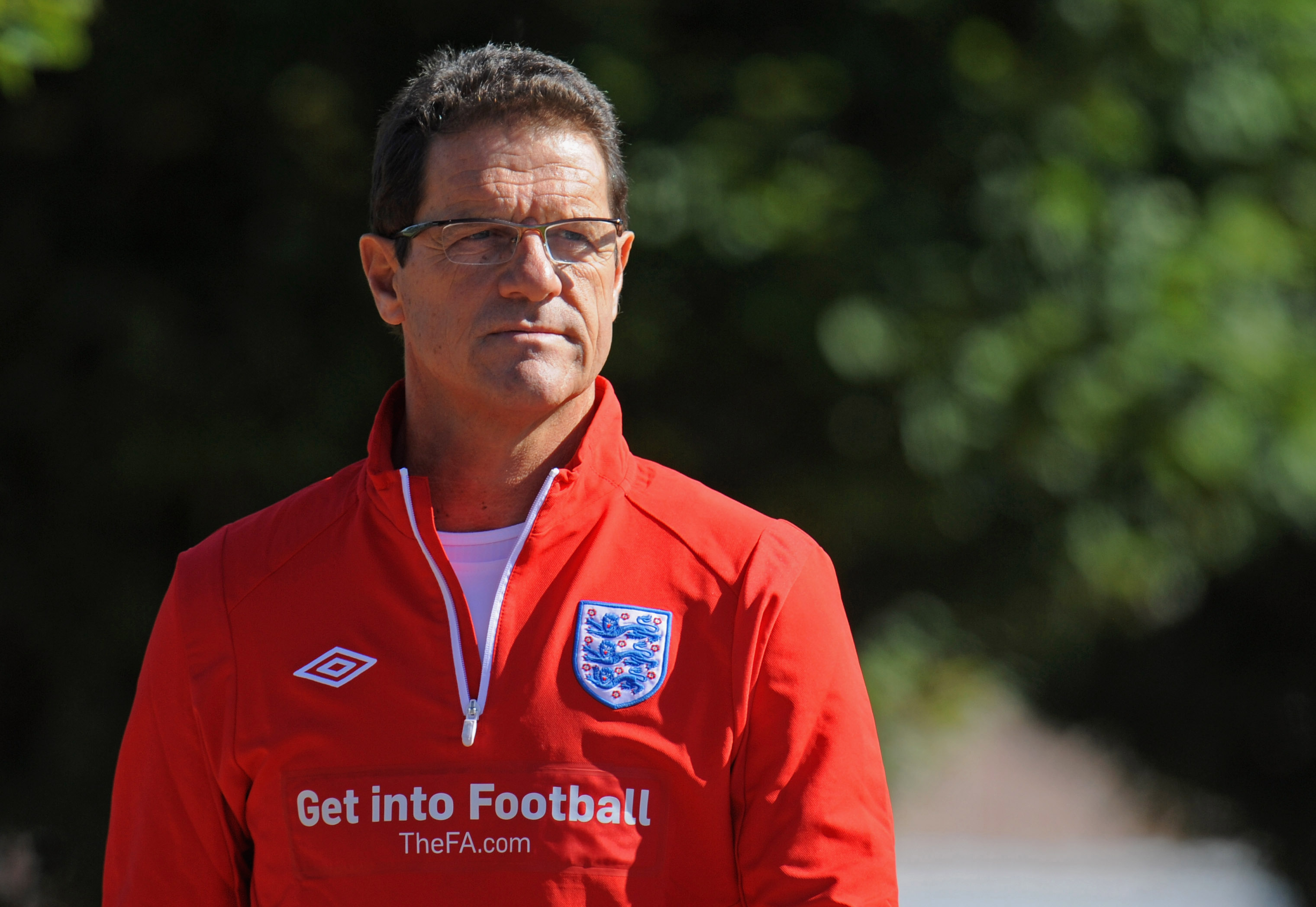 ST ALBANS, ENGLAND - AUGUST 31:  Engand manager Fabio Capello arrives for the England training session at London Colney on August 31, 2010 in St Albans, England.  (Photo by Michael Regan/Getty Images)